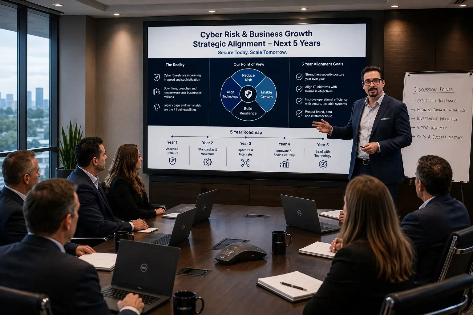Huff Data Systems presenting a cyber risk and business growth technology roadmap